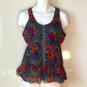 Decree SZL Gray floral corset top Boho English Countryside Dark Romance Whimsigo